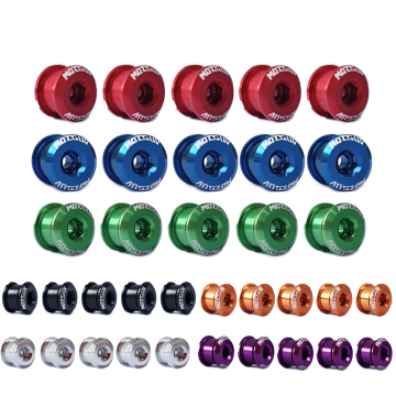5pcs Bicycle Chainring Bolts and Nuts Set - Titanium Alloy Crank Screws for Bike Repair and Maintenance