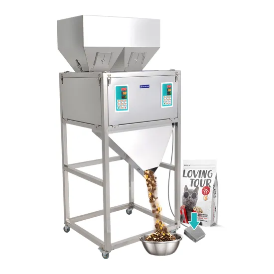 High Capacity Filling Machine: Two Head Vertical Semi-Automatic Tea Powder Rice Filler (50-999g)