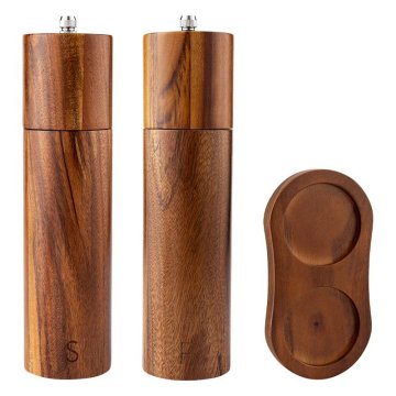 Acacia Wood Food Grinder Pulverizer - 8 Inch Spice Jar Container