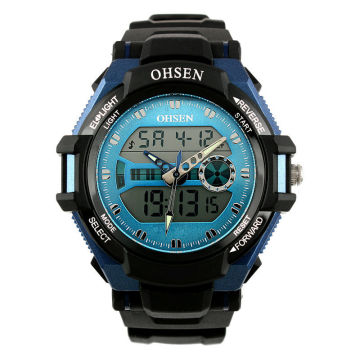 Hot Sell Men's Rubber Strap Black Analog Digital Silicone Sport Boy's Watch WS080/081