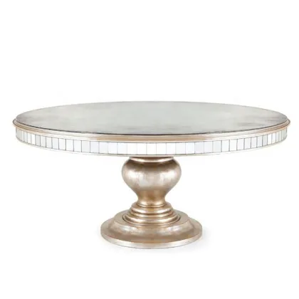 Horchow Luxury Antique Gold Wooden Round Mirrored Dining Table Designs