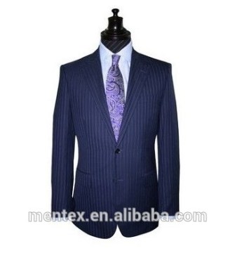 navy stripe classic suit with 70wool 30poly fabric