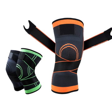 Nylon Sports Knee Pads with Compression Straps and Breathable Knit Support