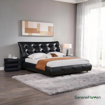 Hotel Grade Upholstered Bed with Larch Wood Base