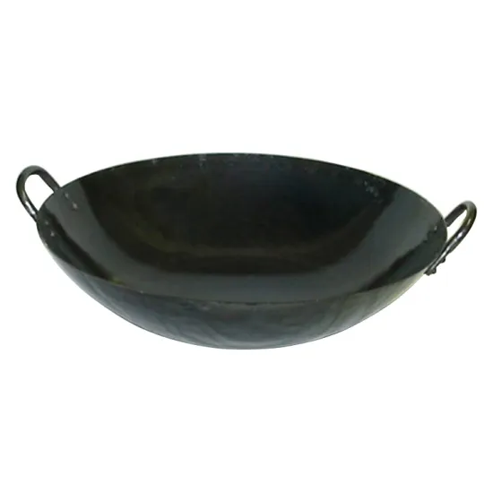 Practical Black Round Bottom Enamel Carbon Steel Wok with Dual Handles