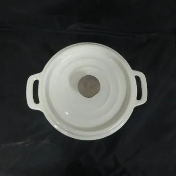White Enameled Round Cast Iron Saucepot