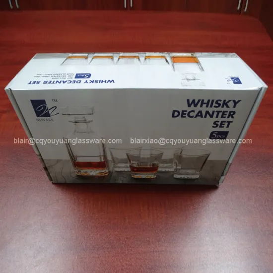 Food Grade 750ML Square Whiskey Glass Set with Decanter