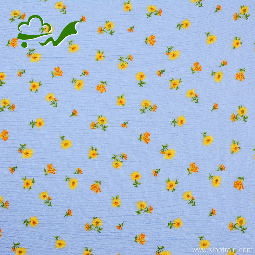 Reactive print 100% rayon crinkle fabric for dress