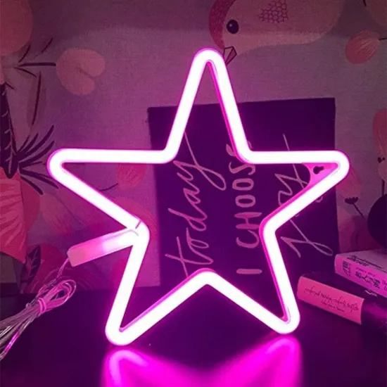 Star Neon Light Signs Warm White Neon Wall Light up Sign Art Decor for Home Kids Bedroom Birthday Party USB or Battery Operated