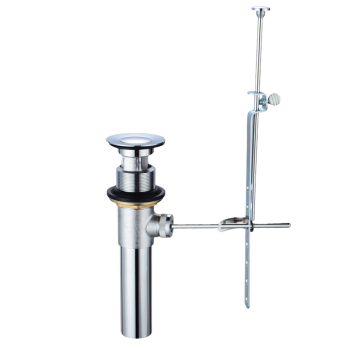 Bathroom Vessel Sink Drain Assembly with Pop Up Stopper, P-Trap & Lift Rod in Brushed Nickel
