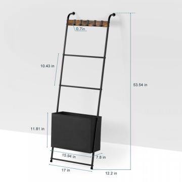 Wall Leaning Blanket Ladder with Storage Bag