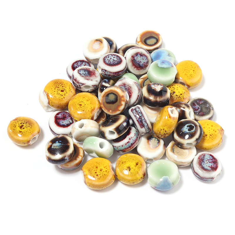 20pcs por bolsa Beads de cerámica Forma Oblate