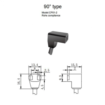 90 Degrees Electric Fan Power Plug Cord