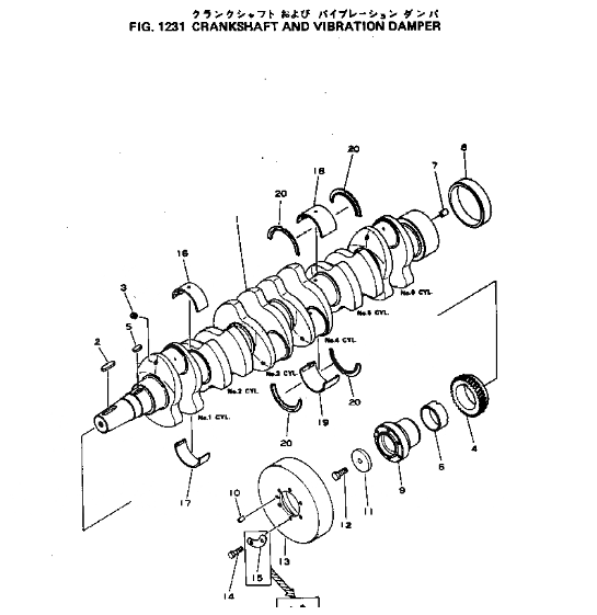 GENUINE KOMATSU SA6D155 CRANKSHAFT ASS'Y 6127-31-1012