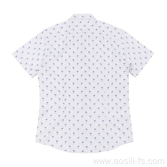 Men's woven cotton Short-Sleeve shirt