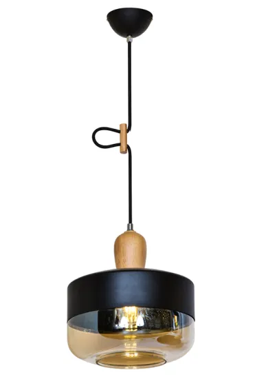 Hot sell glass pendant lamp with wood material