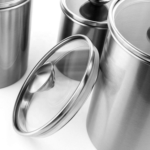 Stainless Steel Storage Can Steel Metal Tea Coffee Sugar Canisters Sets Supplier