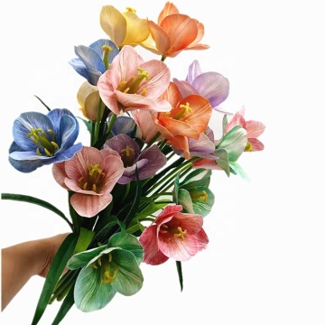 Artificial 3D Printed Tulip Branch with 3 Heads - Real Touch PU Simulated Tulips