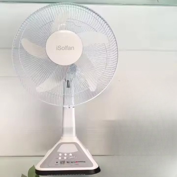 Solar Powered Table Fan with Built-in Battery and Light