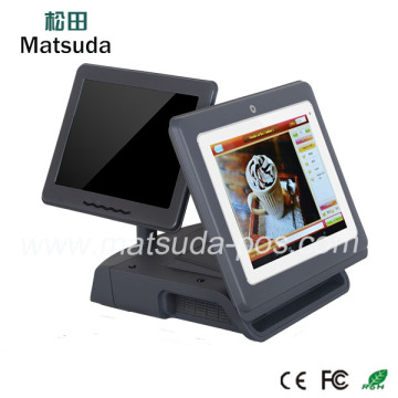 Newfashionable 15" touch screen restaurant pos machine system with dual screen