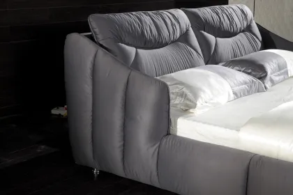 Modern simple fabric bed Puff soft leather bed