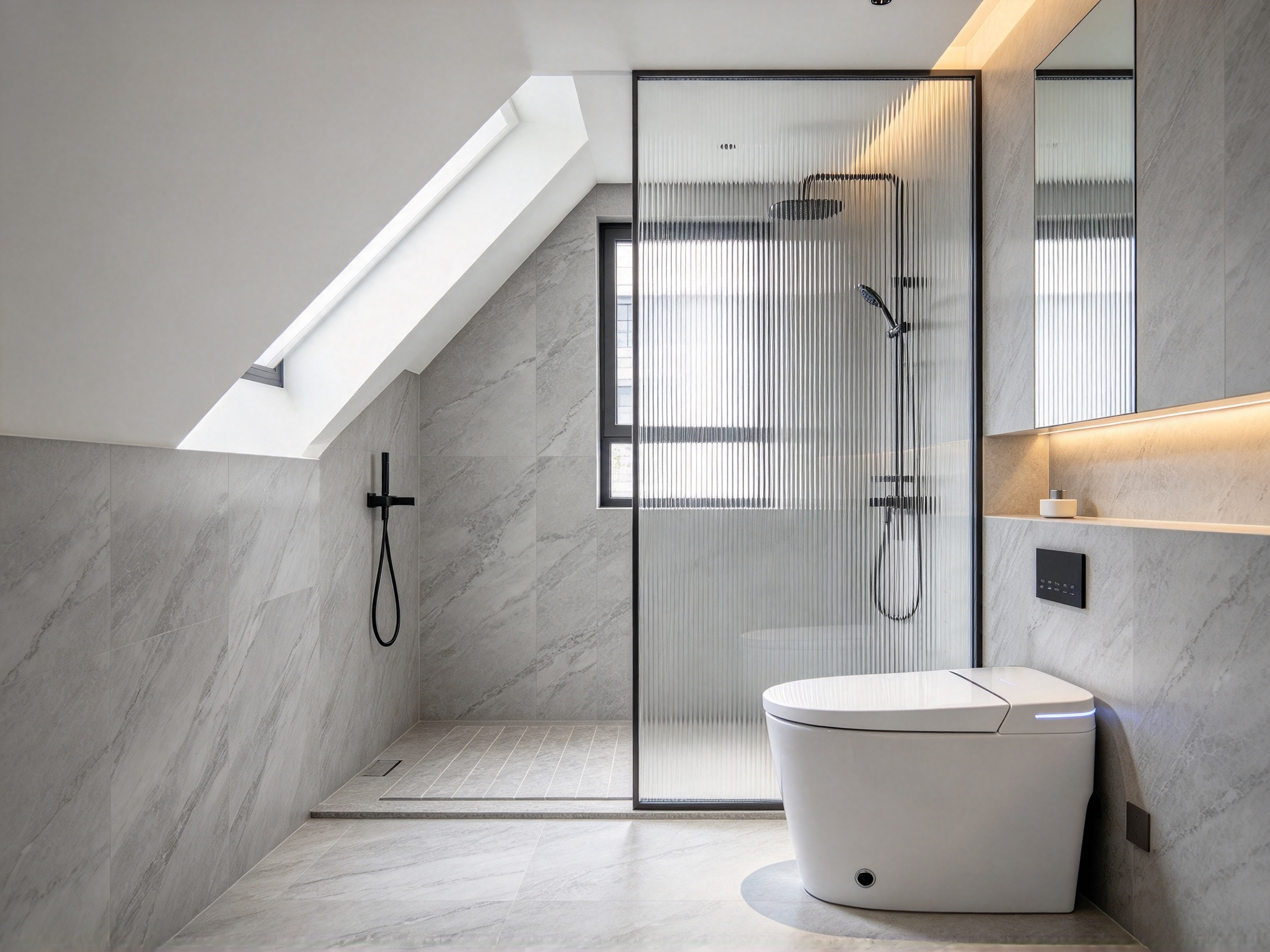 paroi de douche à l'italienne dans une salle de bains résidentielle