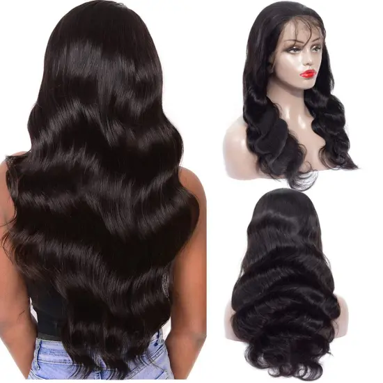 13*4 Body Wave Glueless Swiss Lace Frontal Wigs Raw Indian Human Hair Lace Wigs Virgin Cuticle Aligned Body Wave Lace Front Wig