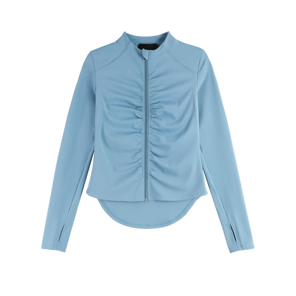 The Blue Pleated Yoga Top