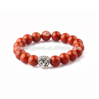 Mala Bead Bracelet Men Traditional Antique Silver Lion Head Bracelet Beaded Bracelet