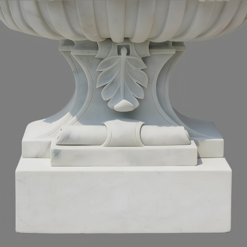 Handcrafted Marble Wall Fountain Featuring Floral
