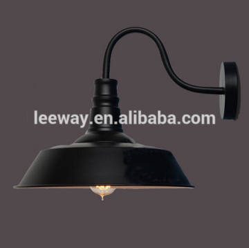 Vintage American country matte black/white iron indoor wall lamp with Edison bulb for hallway/balcony