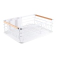 Cutlery Dish Drainer with Wooden Handle - White