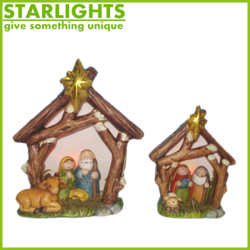 X'mas decoration LED lighted pottery nativity set