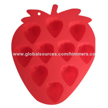 Fruit strawberry silicone ice tray/maker, compliant with FDA/LFGB standards