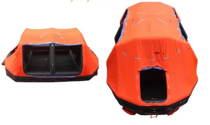 Throw-overboard inflatable life raft