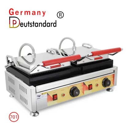 Double Head Panini Steak Machine Grooved Grill