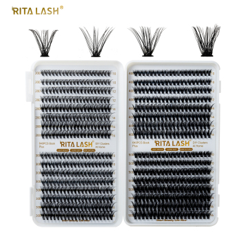 Ritalash 640pcs 4 gaya cluster lashes buku - Diy natural tampilan bulu mata (10/12/14/16mm)