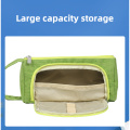 Large capacity PU polyester printed green children's portable large capacity pen bag