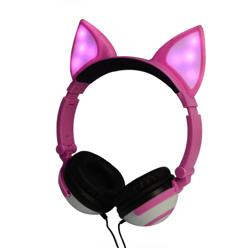 Earphone Berwarna-warni Cosplay Fox Ear Wired Headphone