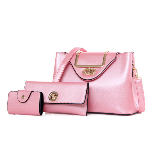 Cute girl bright color 3pcs set leather bag