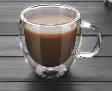 hand blown double wall glass coffee tea mugs