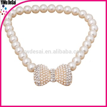 Fashion set auger bowknot pearl necklace