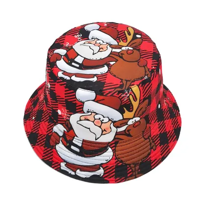 Santa Claus Pattern Fisherman Hat - Men and Women Outdoor Leisure Sun Hat