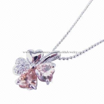 Sterling silver pendants, made of 925 silver and zircon stones, cadmium-, nickel- and lead-free
