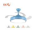 Acrylic lampshade retractable folding blades ceiling fan