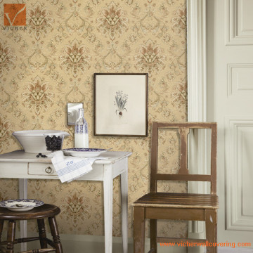 Environmental friendly luxury European classical flower commercial non-woven wallpaper wallcovering