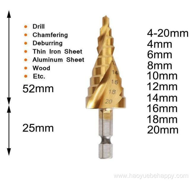 3PC HSS Tin-Coated Spiral Flute Step Drill Set