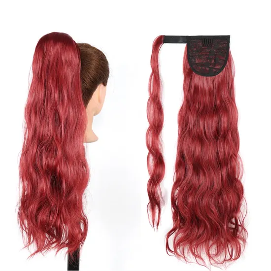 Hot Selling Factory Price For Black Women Crystal Hair Ponytails Wrap Around Clip In Hairpieces Synthetic Ponytail Extensions