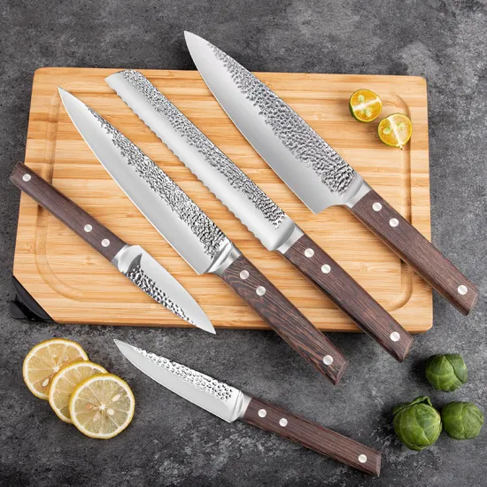 Professional 5-Piece Stainless Steel Chef Knife Set with Pakka Wood Handles