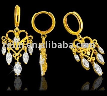 Fancy jeweled gold plated ear ring body ear piercing ear jewelry